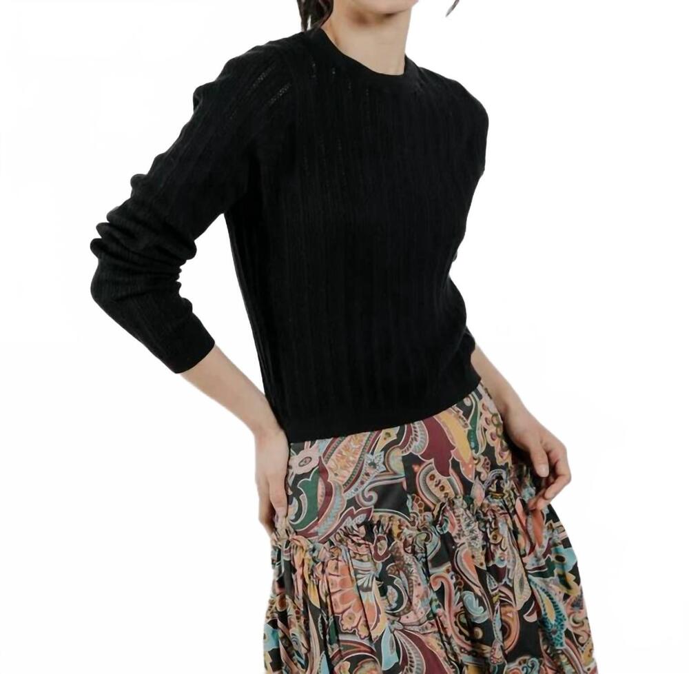 NEW LOVE THE LABEL sarafina pointelle knit sweater in black